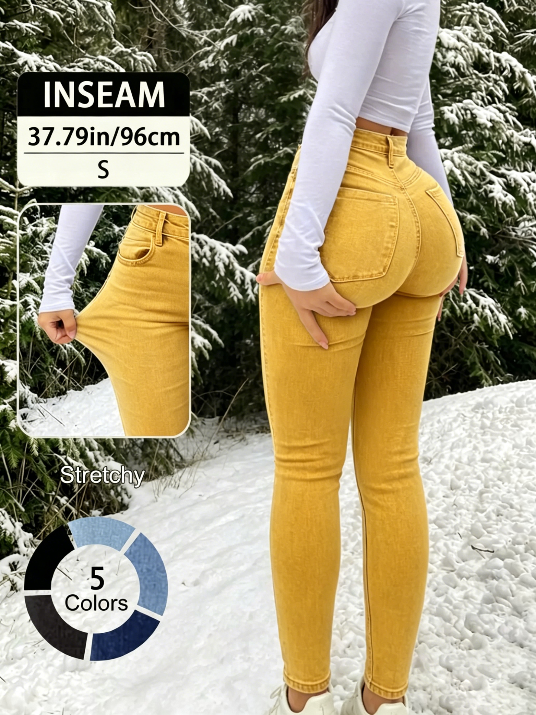 Elegant High Waist Long Skinny Denim Jeans for Women