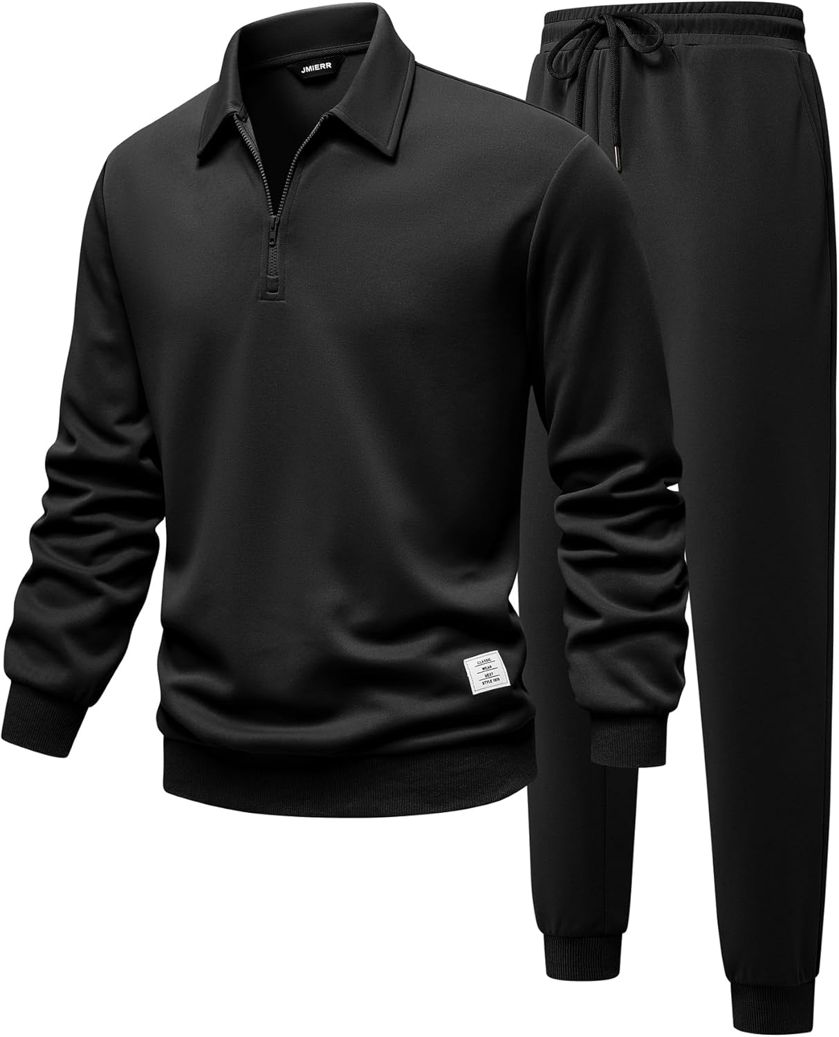 Men's Track Suits 2 Piece Outfits Quarter Zipper Polo Shirt Tracksuit & Joggers Sweatpants Sweatsuit Sets