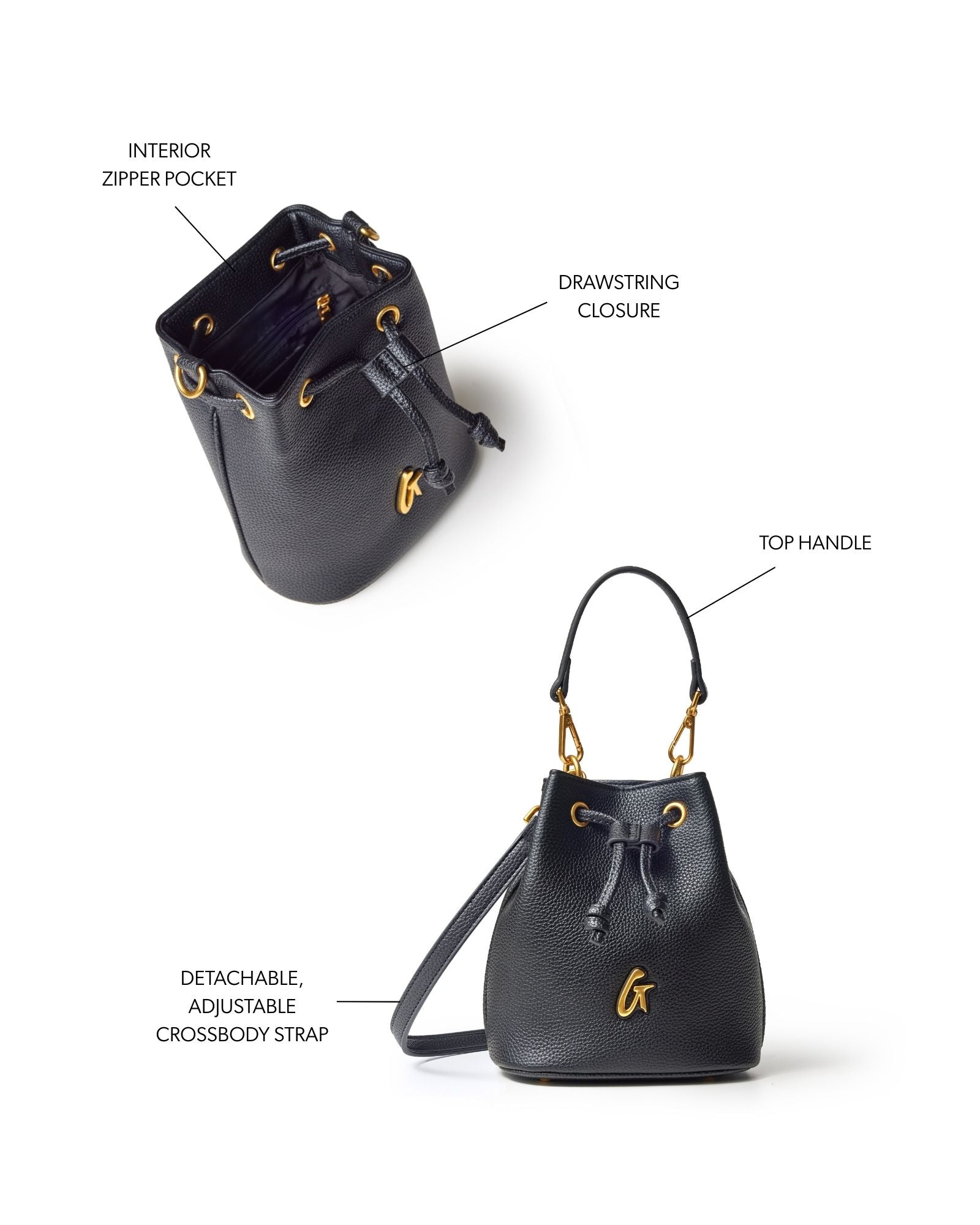 MINI PEBBLE BUCKET BAG - BLACK