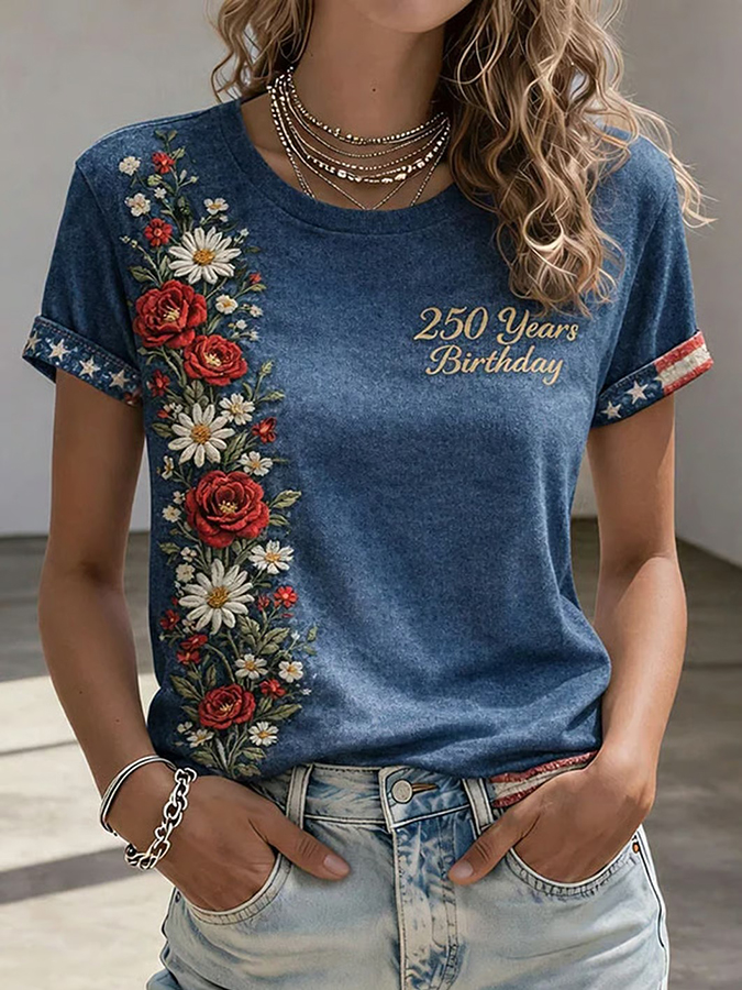 Women's Vintage America 250th Anniversary Print T-Shirt