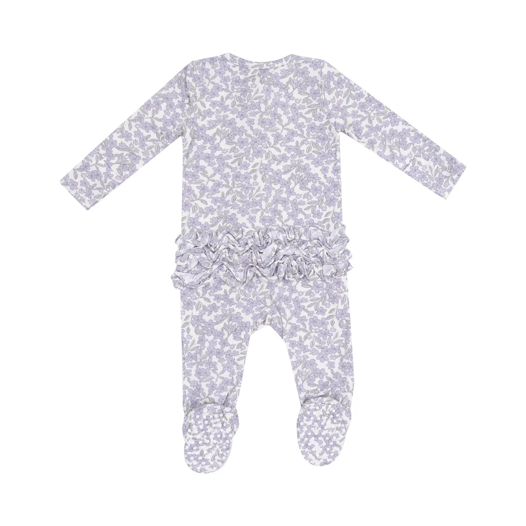 2 WAY ZIPPER RUFFLE BACK FOOTIE - FORGET ME NOT FLORAL