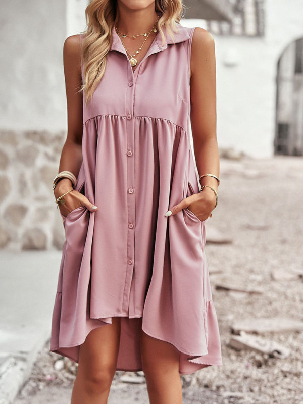 Sleeveless A-Line Skirt With Short Front And Long Back