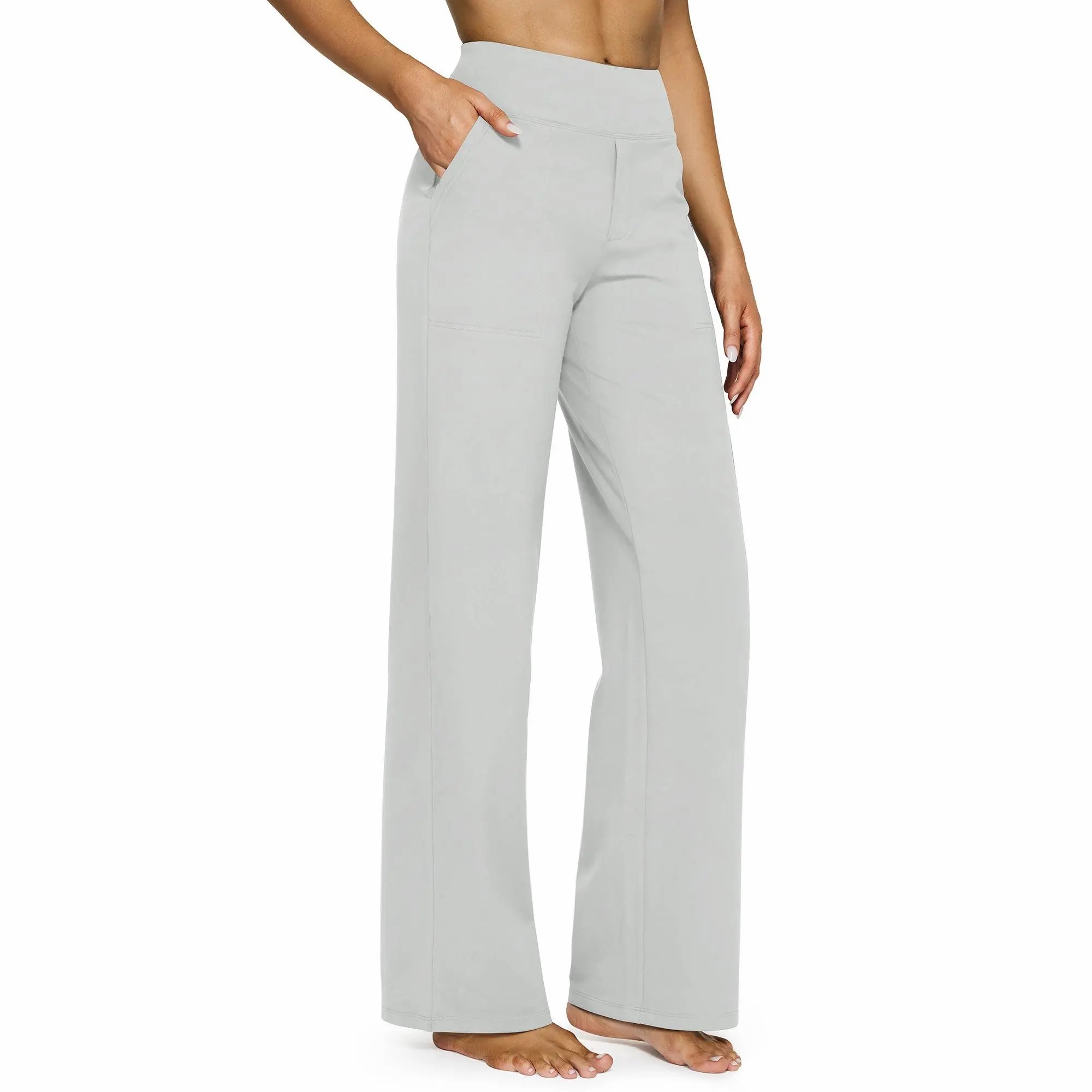 Women's High Waist Wide Leg Pants – Business Casual Yoga Sweatpants with Pockets