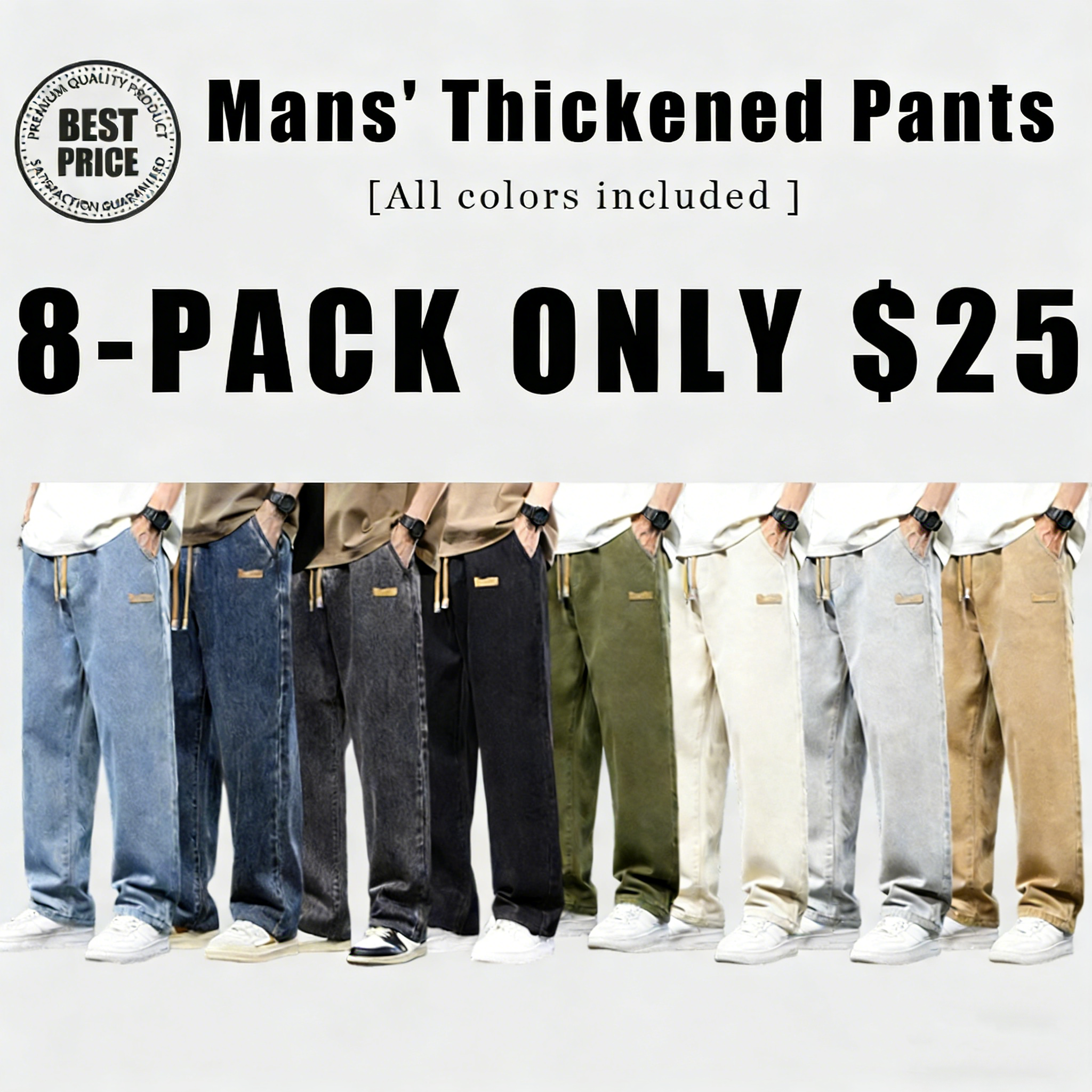 Men's Regular Fit Solid Color Straight Leg Jeans