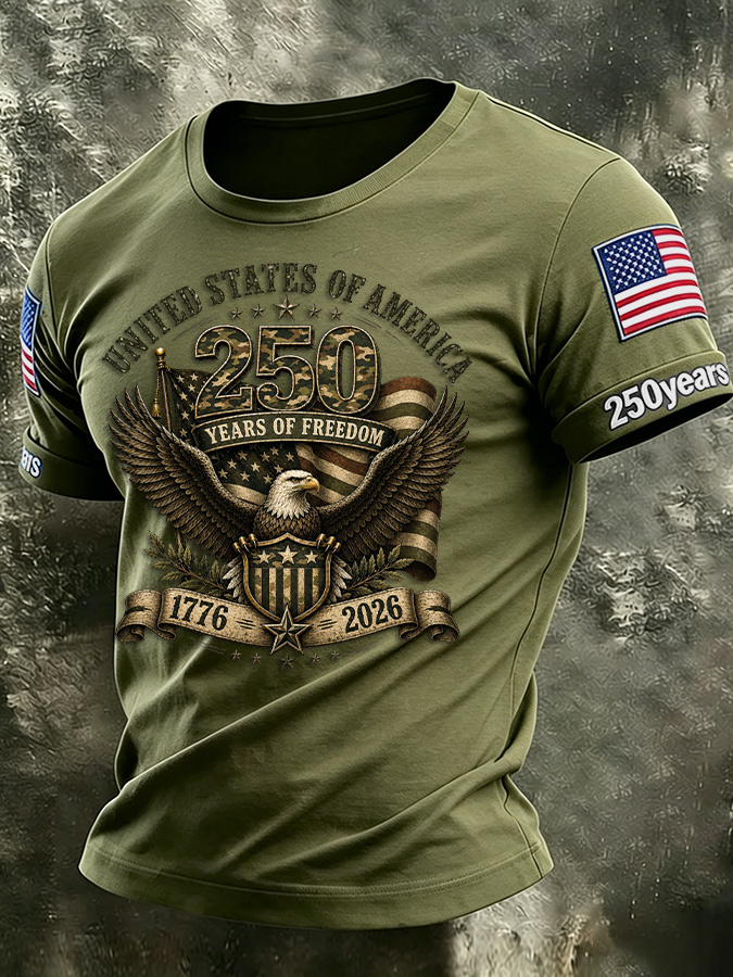 Men'S America Flag Printed Casual T-Shirt