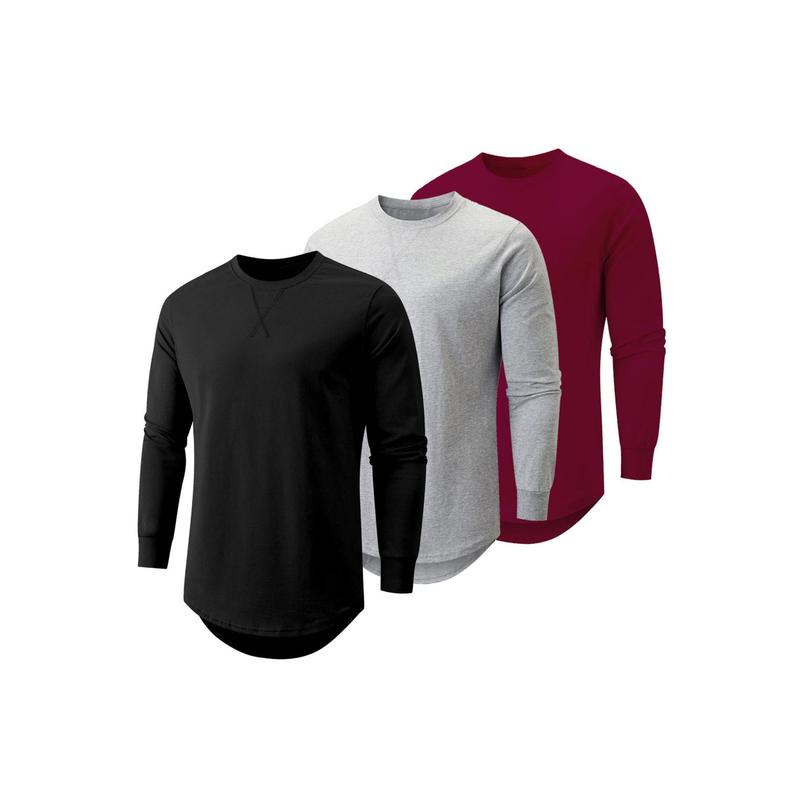 Mens 9 Pack Cotton Hipster Hip Hop Longline Crewneck Sport T-Shirt, Menswear Casual Top for Outdoor Daily Wear