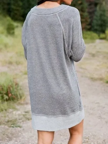 Cotton-Blend Long Sleeve Casual Knitting Tunic Dress