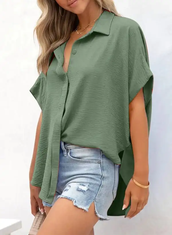 Women's Casual Button Short Sleeve (Less than $3 each!)