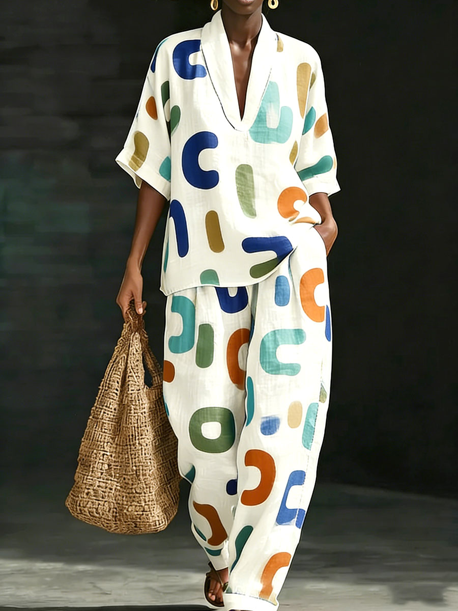 Women’s Tribal Geometric Print Two-Piece Set