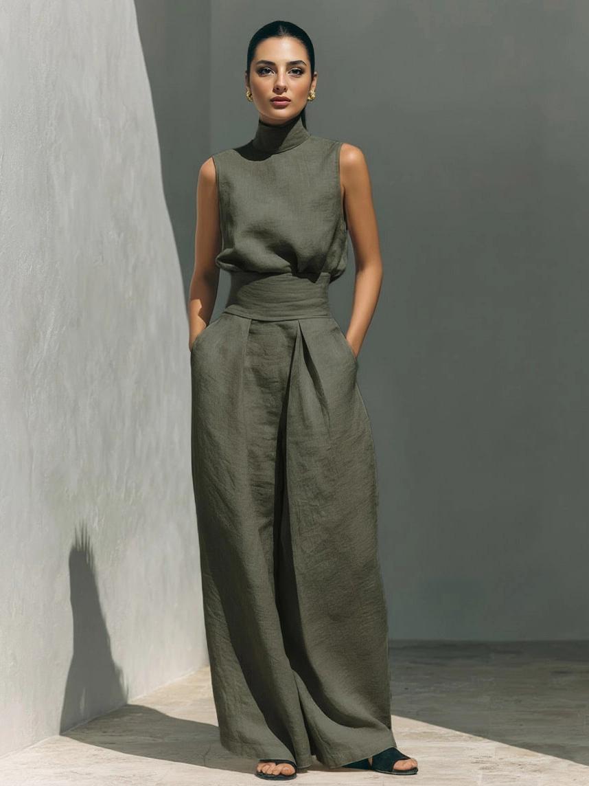 Elegant Linen-Blend Two-Piece Set