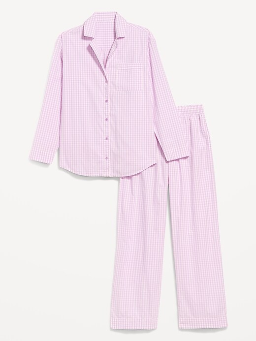 Poplin Pajama Pant Set Purple Gingham