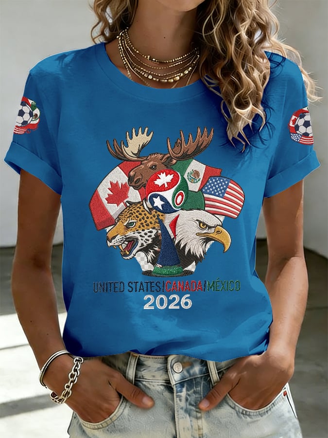 Women's Football Lovers Print V Neck T-shirt