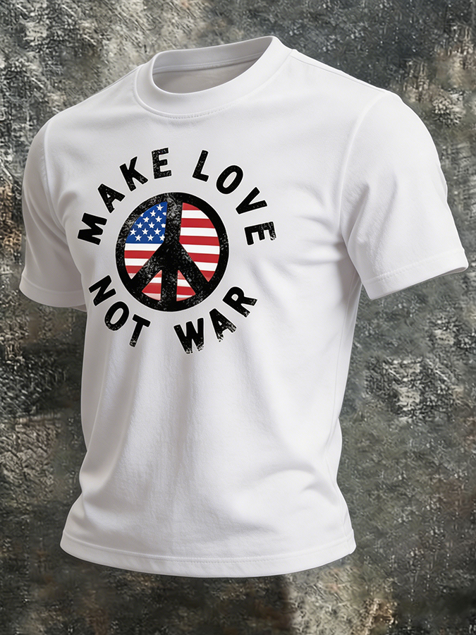 Men's Vintage National Flag Peaceful Old Hippie Art Symbol T-Shirt