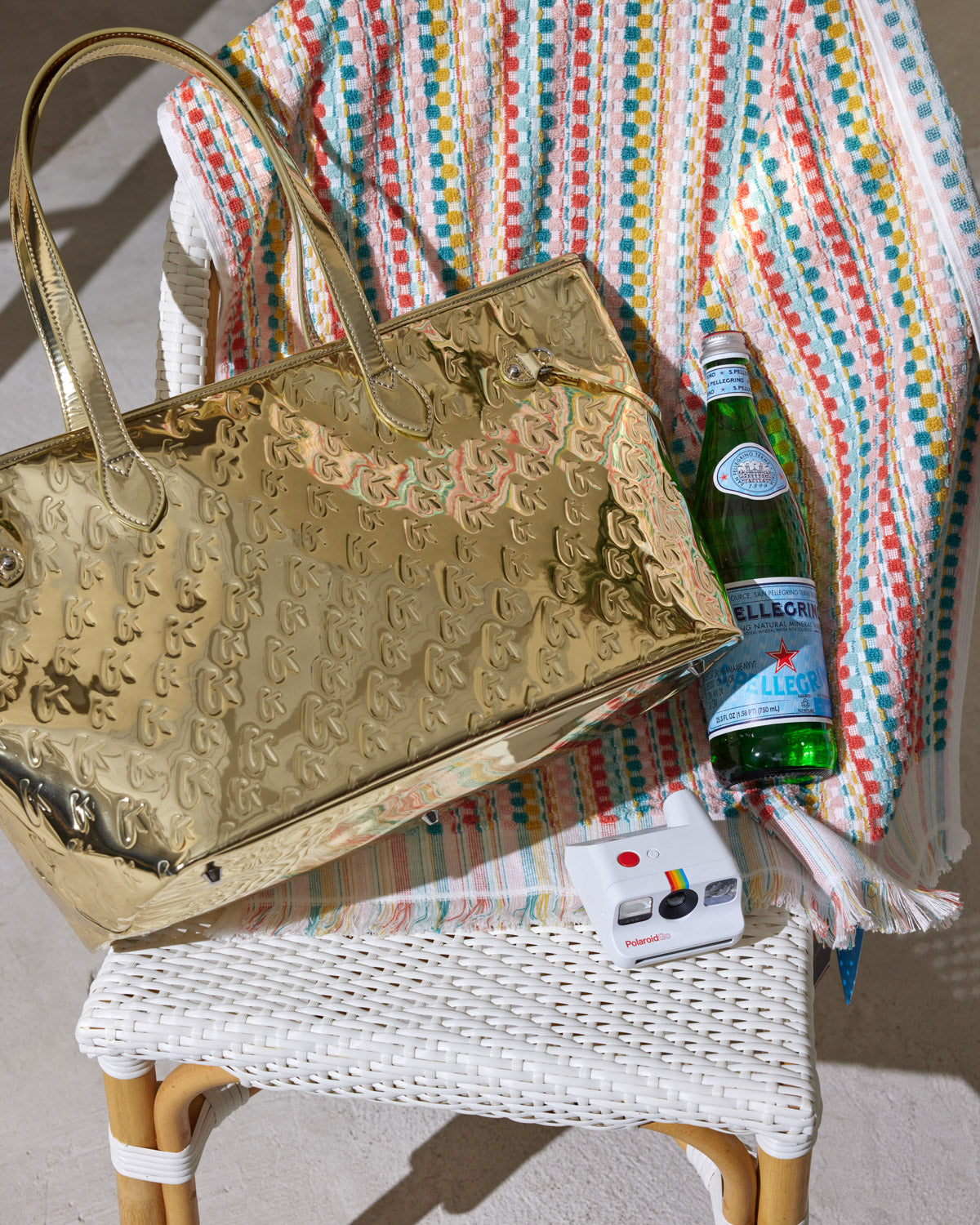 METALLIC MONOGRAM GLAM TOTE - METALLIC GOLD