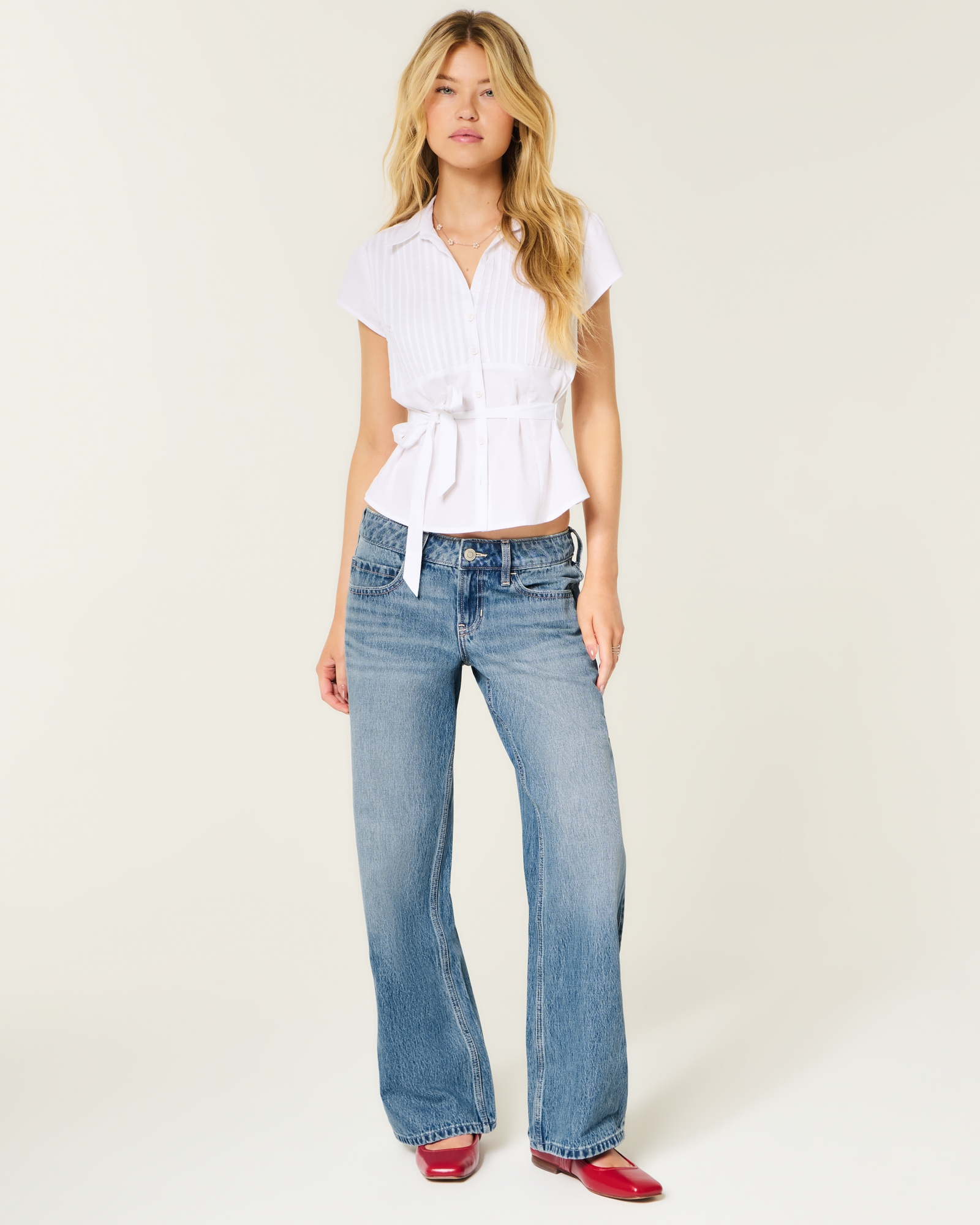 Low-Rise Dark Wash Baggy Jeans