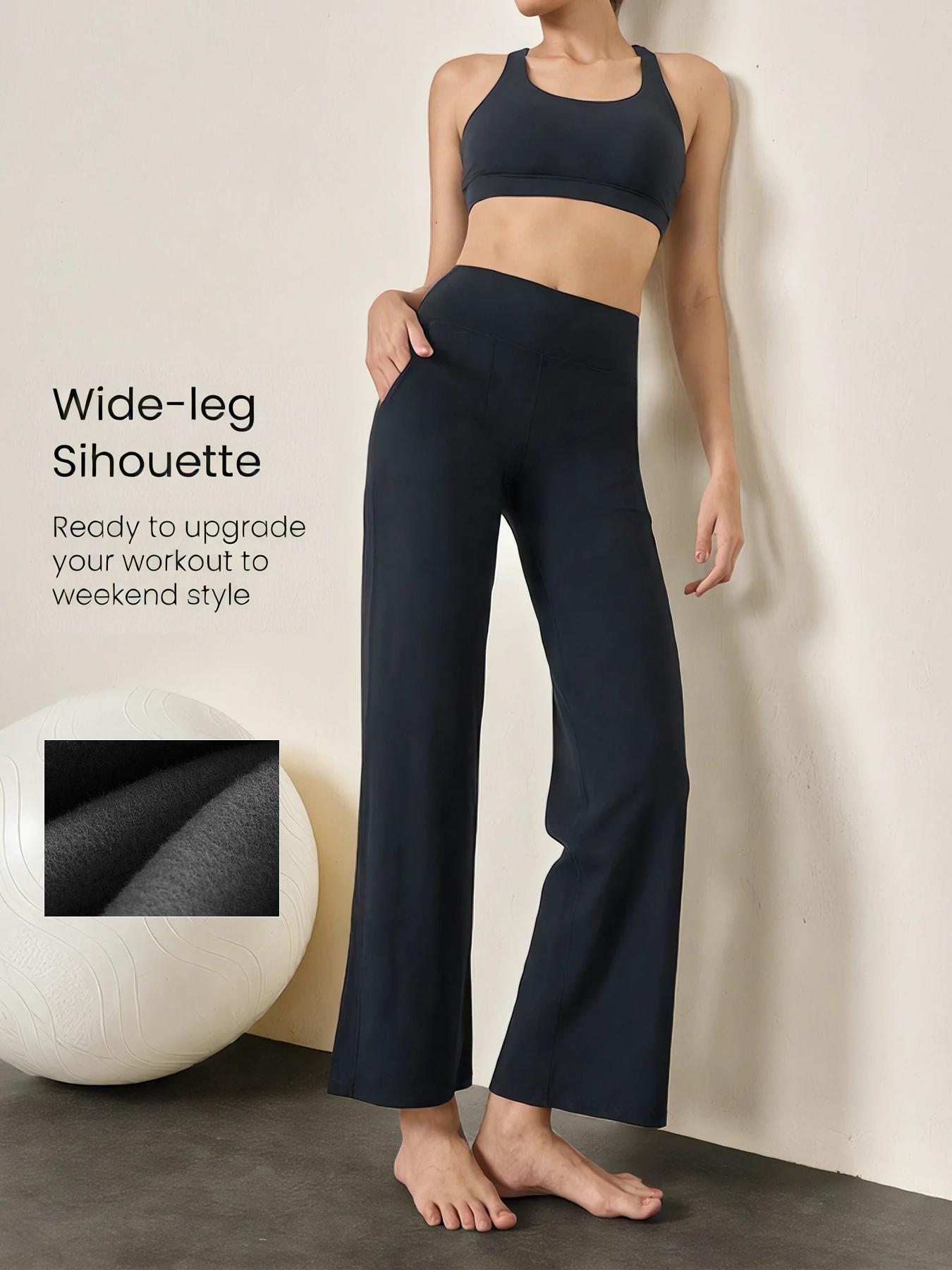 Solid-Color Fleece Yoga Pants — High-Waisted, Straight-Leg Jumpsuit Style