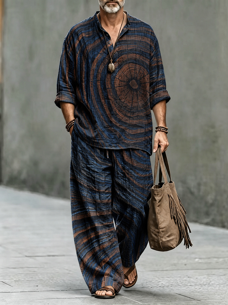 Men's Abstract Art Print Casual Set