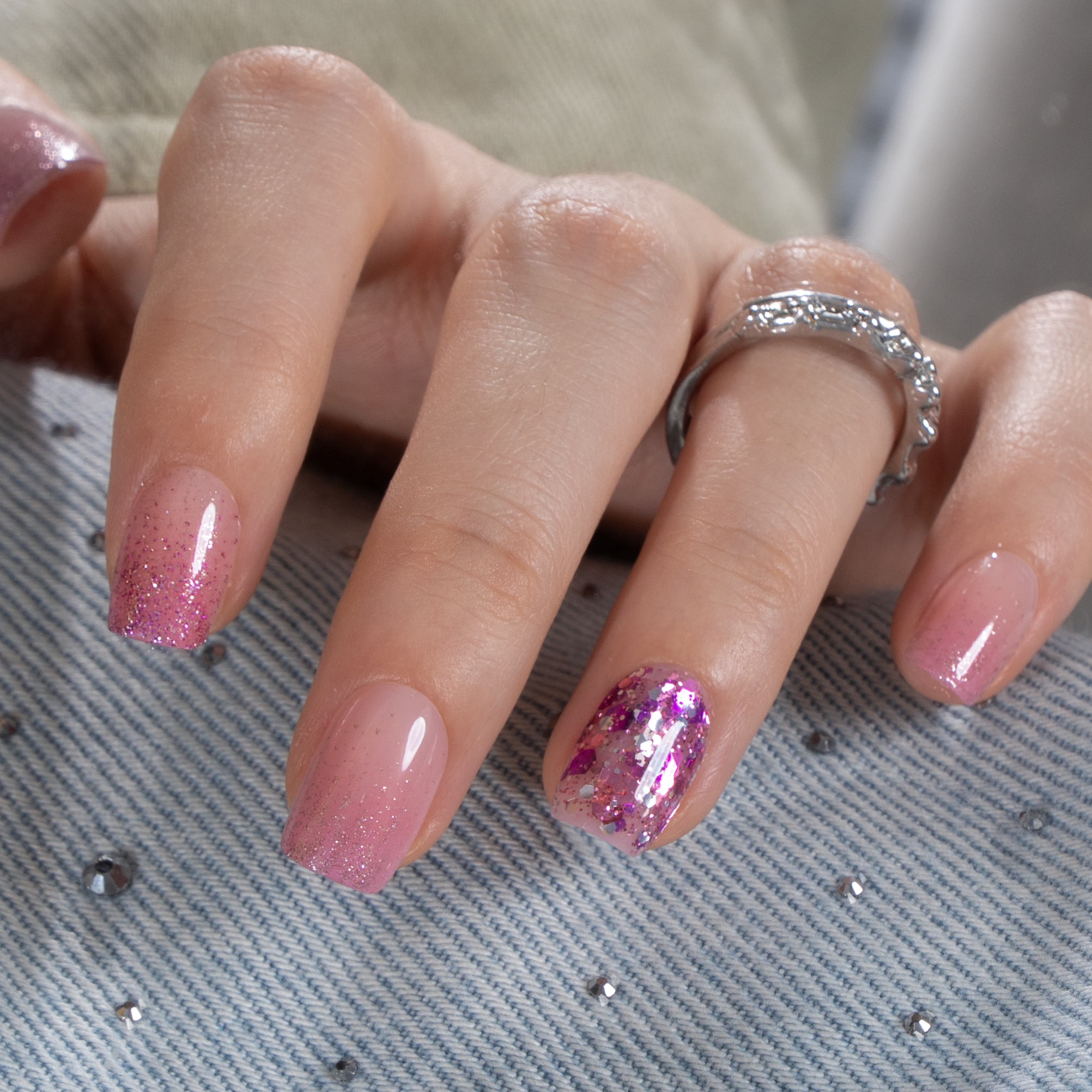 Blush Glitter – S Squoval