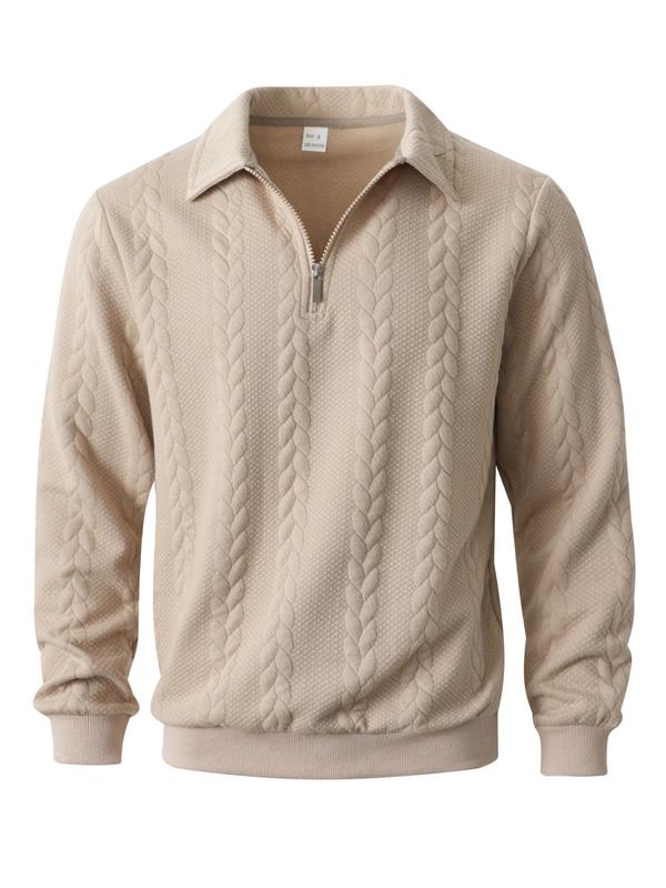Men’s Knit Polo Neck Long Sleeve Sweatshirt – Fall & Winter Essential