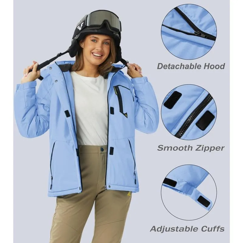 Women's Waterproof Ski Jacket Hooded Fleece Lined Warm Winter Jacket