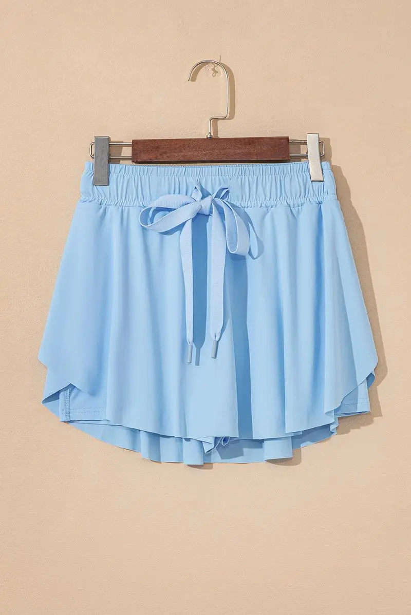 Women's Casual Drawstring Tie High Waist Lined Tennis Skorts