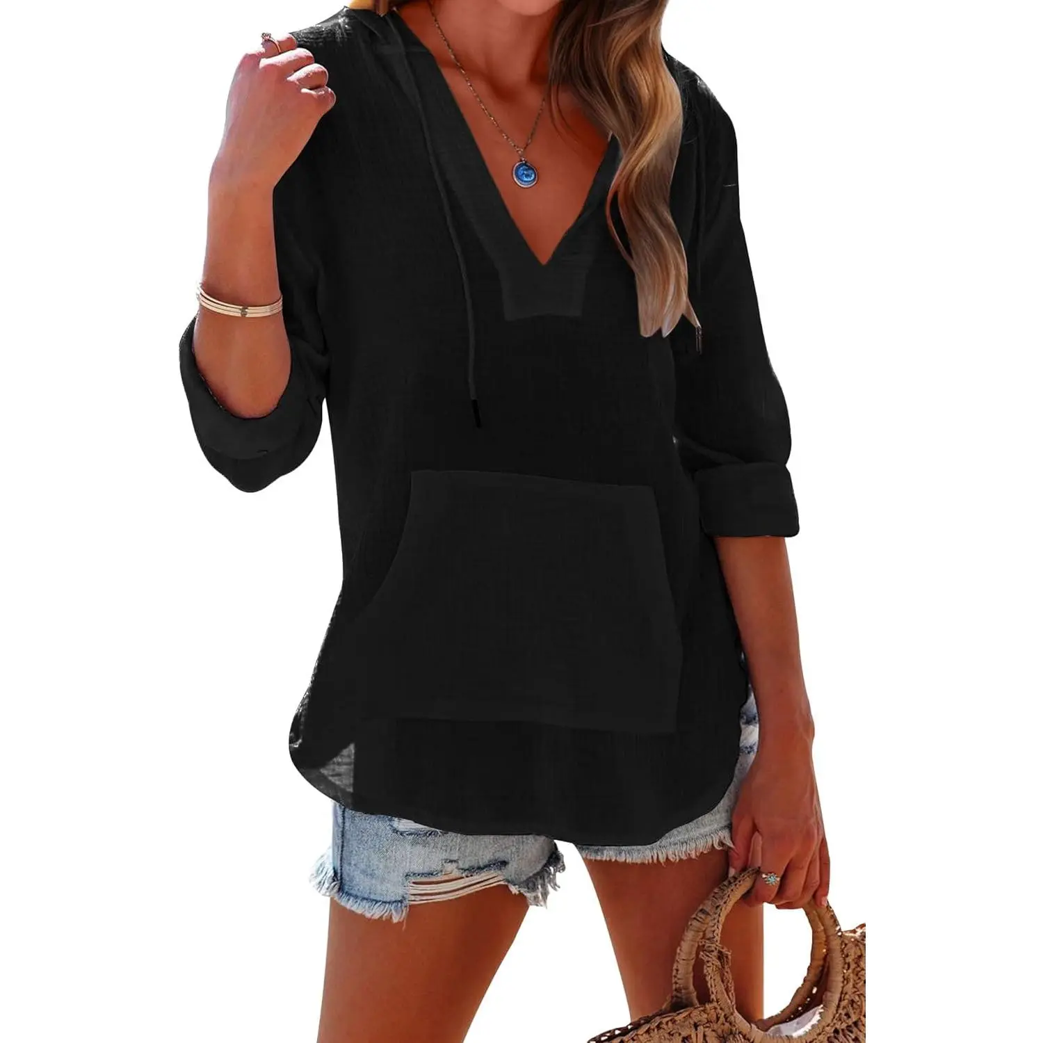Women's hooded beach cover-up sweatshirt