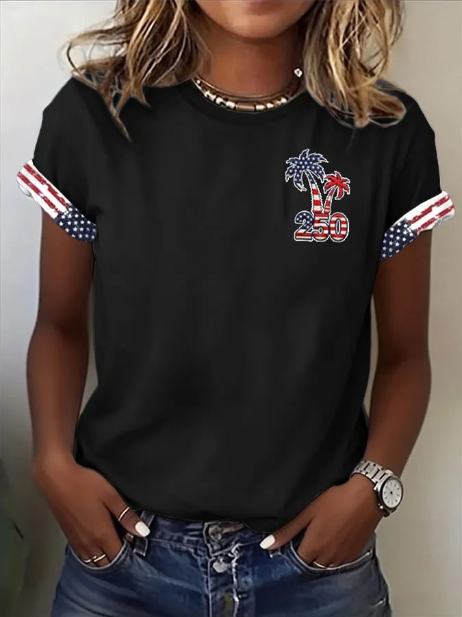 Women'S Independence Day Print Short-Sleeve Top