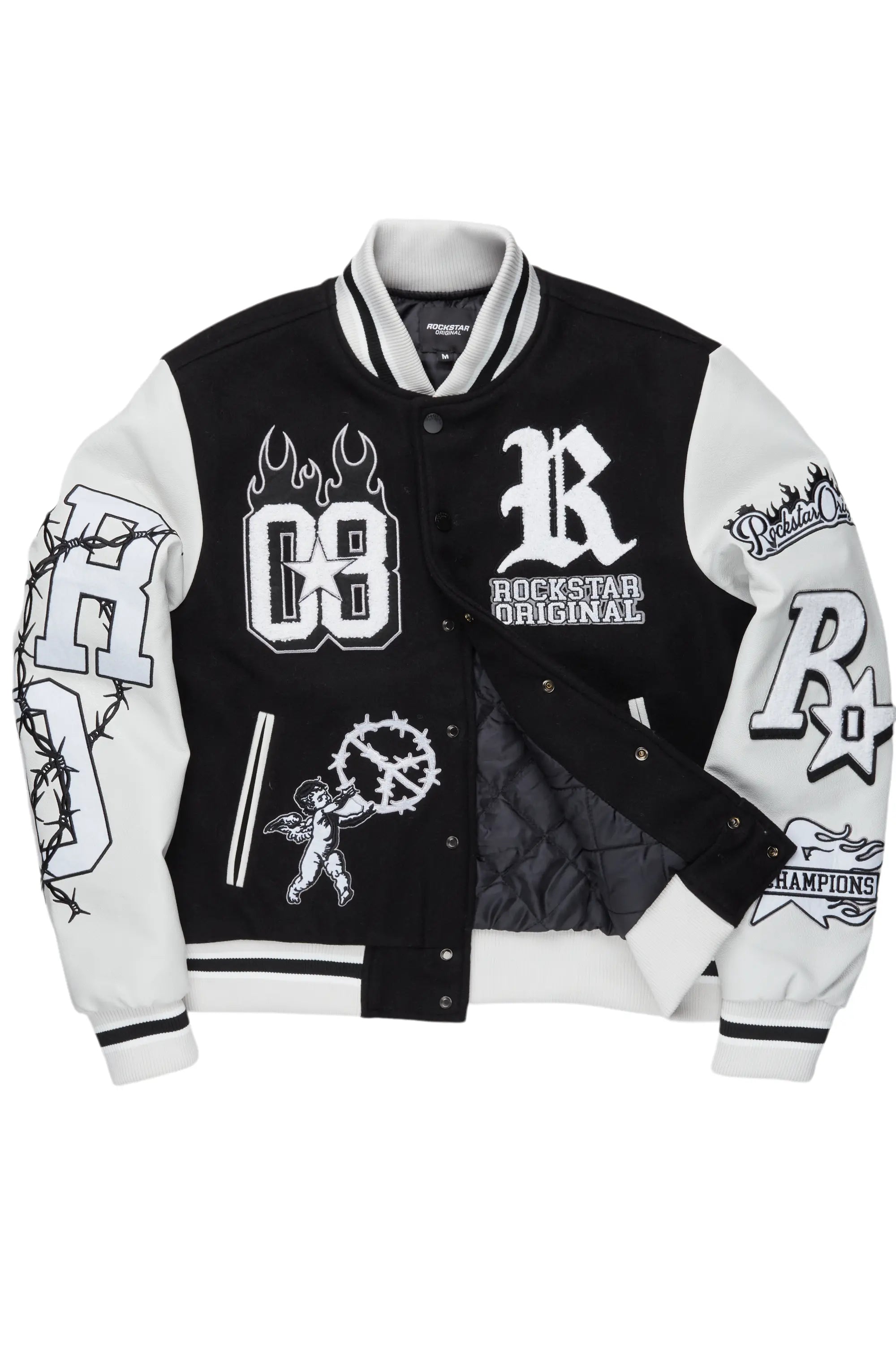 Vielsa Black Oversized Varsity Jacket