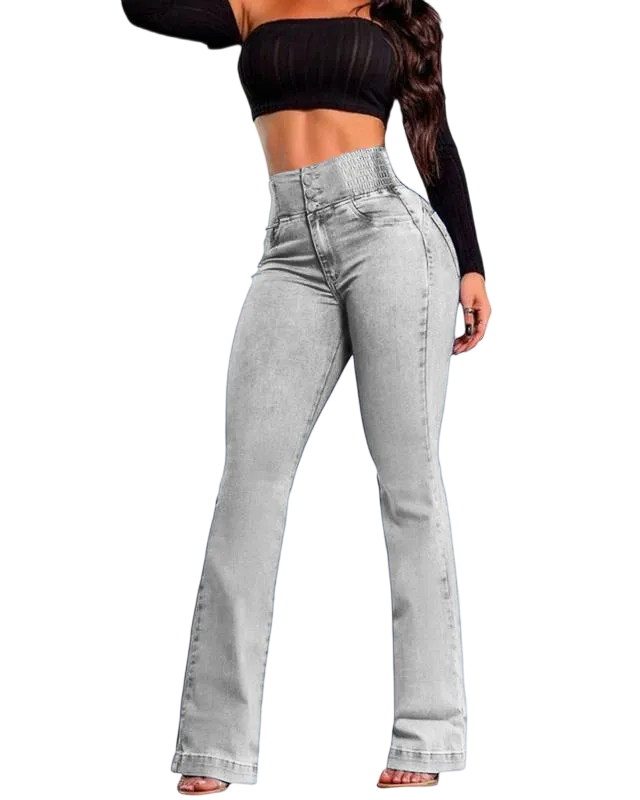 2025 Elastic Waist High Waist Stretch Tights Slightly Flared Hip Lift Denim