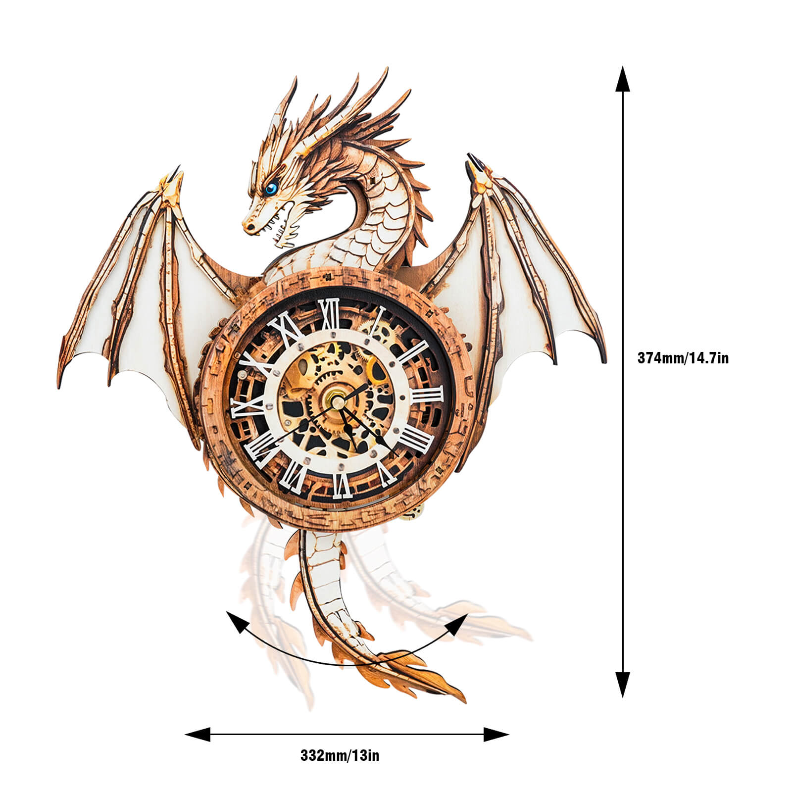 Ancient Dragon DIY Wooden Clock, 3D Puzzle Craft Kit