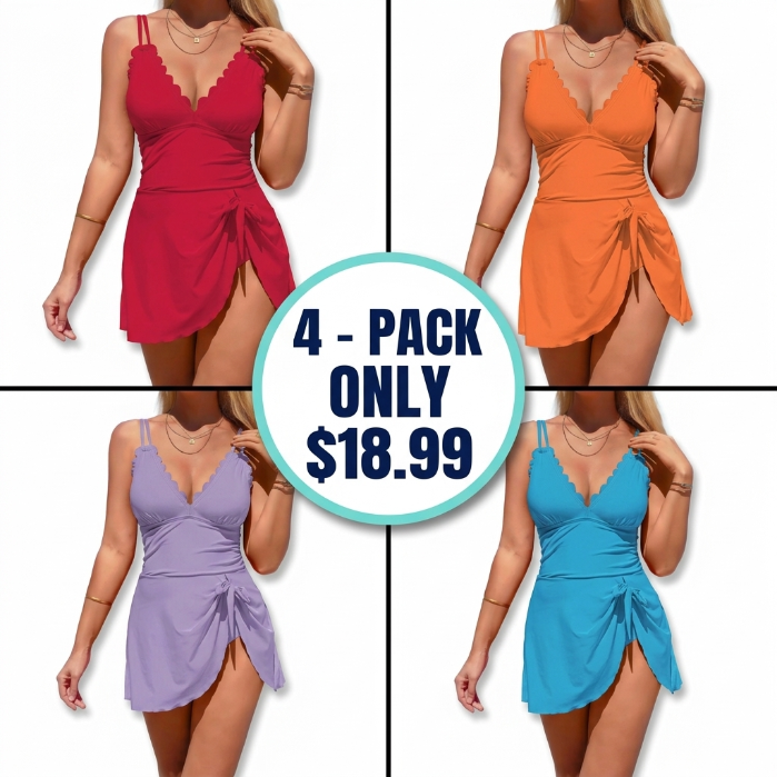 One Piece Swimdress Swimsuits for Women Tummy Control Swim Dress Tie Knot Skirt Swimming Bathing Suit Girls