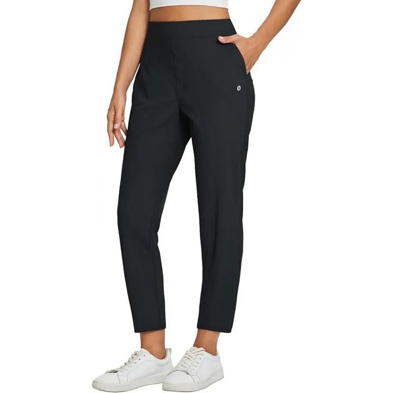 Women's Lightweight Breathable Soft  Ankle Pants Business Casual Summer Silky with Zipper Pockets Stretch Petite