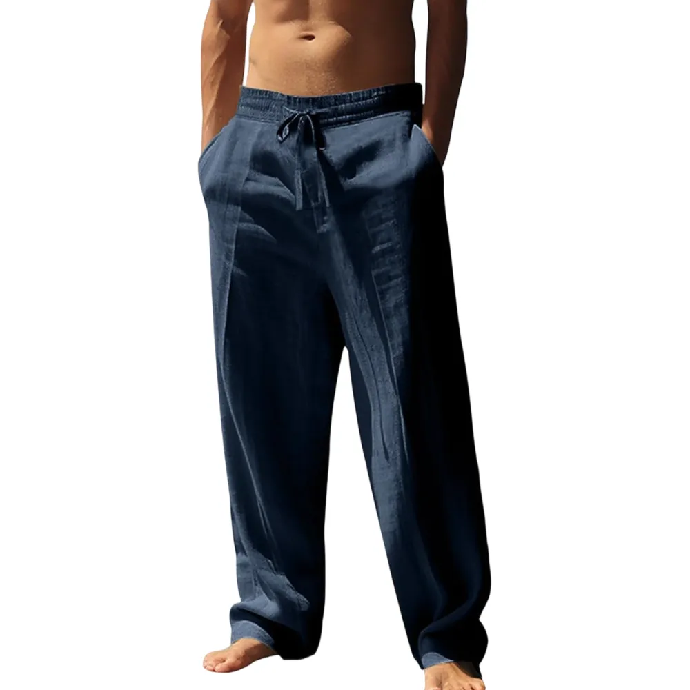 🔥8-pack $24 - Men's linen casual straight leg trousers