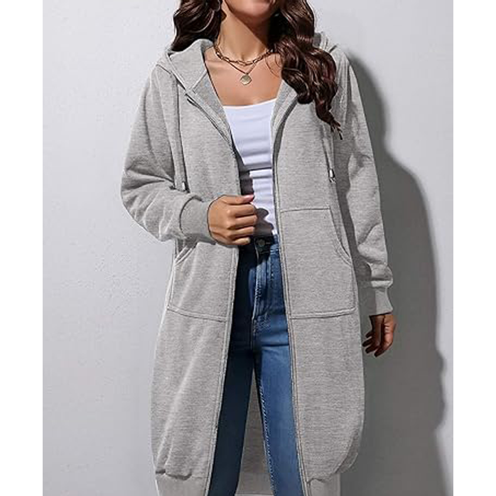 Women's casual zip-up fleece hoodie