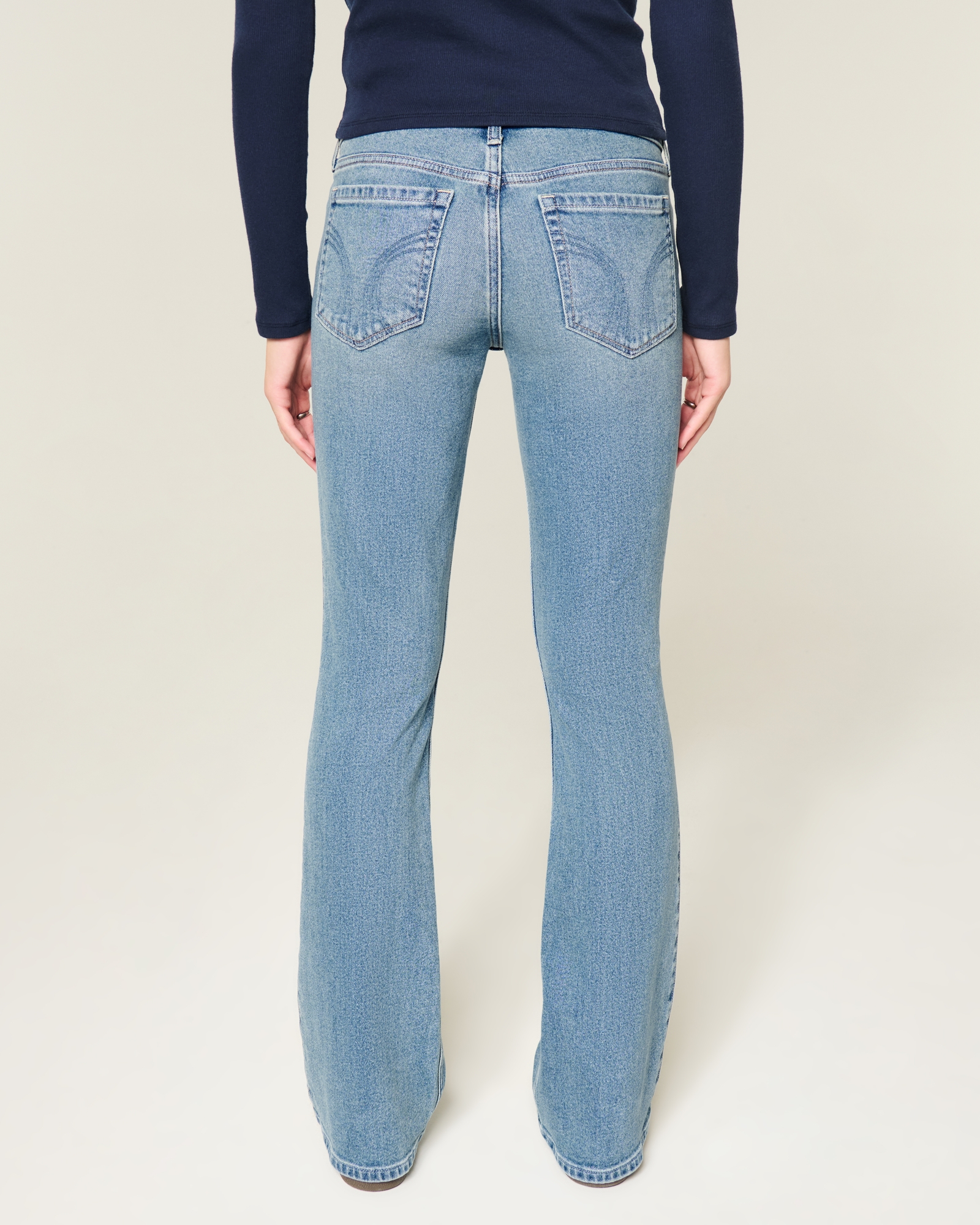 Low-Rise Dark Wash Embroidered Bootcut Jeans