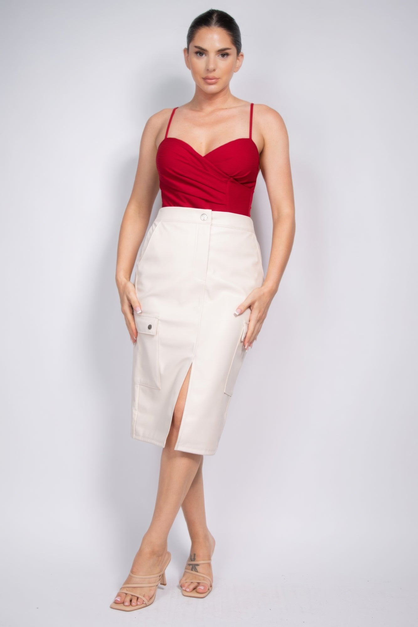 Marisol's Faux Leather High-rise Cargo Skirt