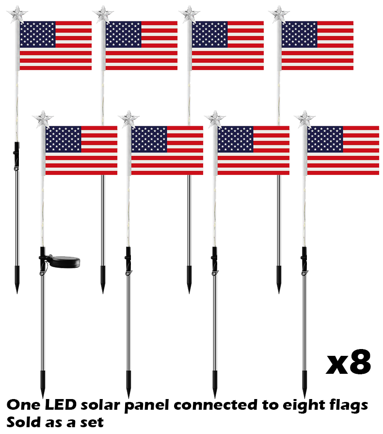 Outdoor Home Solar LED Lights US Flag Decoration Outdoor Flag