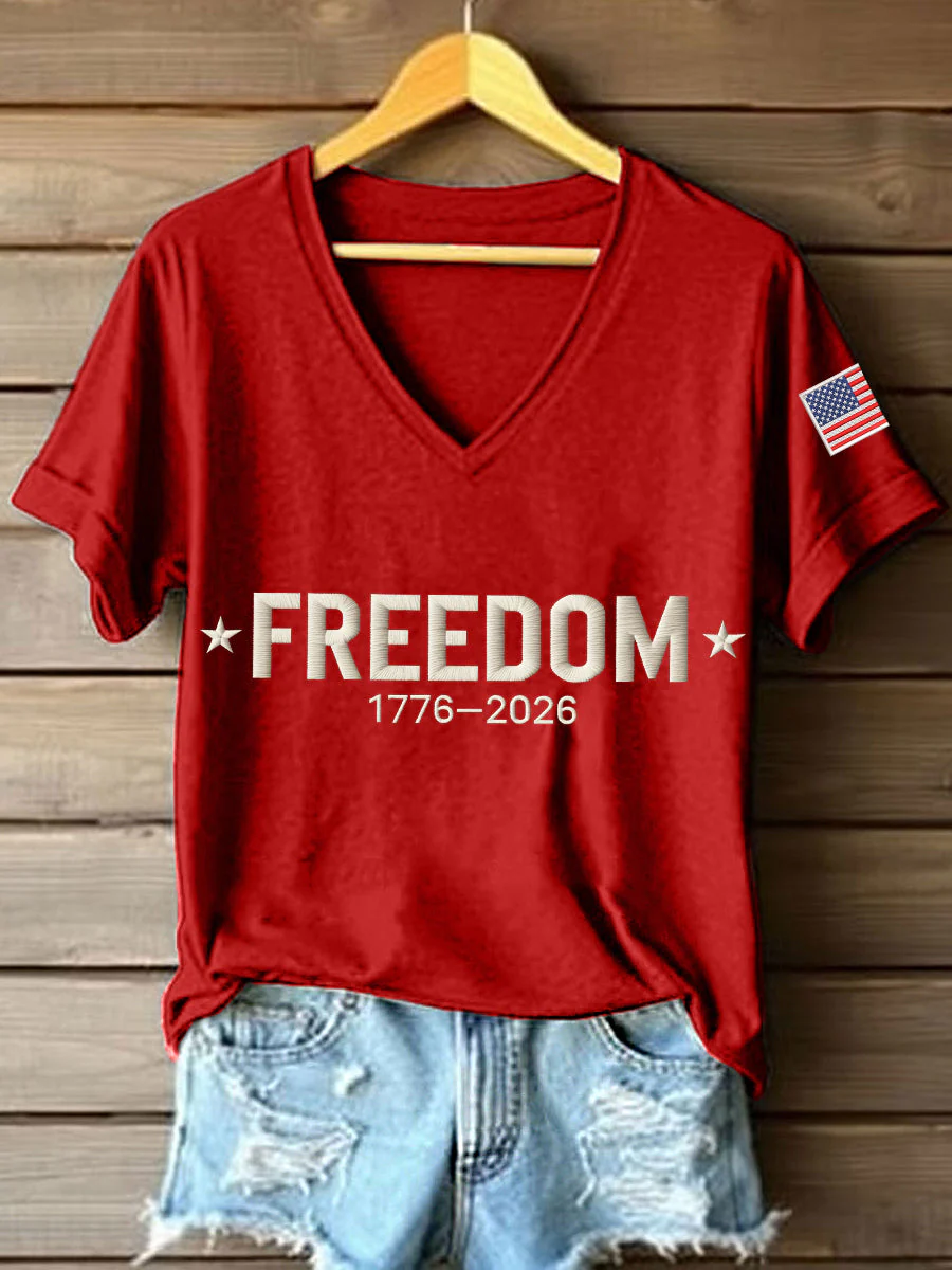 FREEDOM Star Logo 1776-2026 US 250Th Anniversary V-Neck T-Shirt