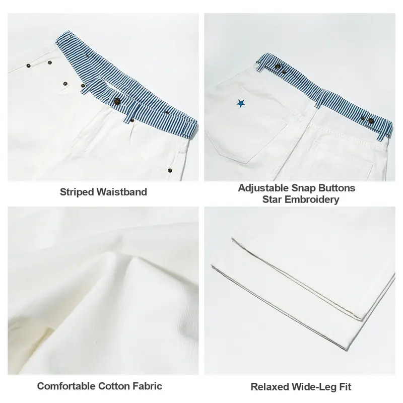 Adjustable low-rise loose straight-leg jeans
