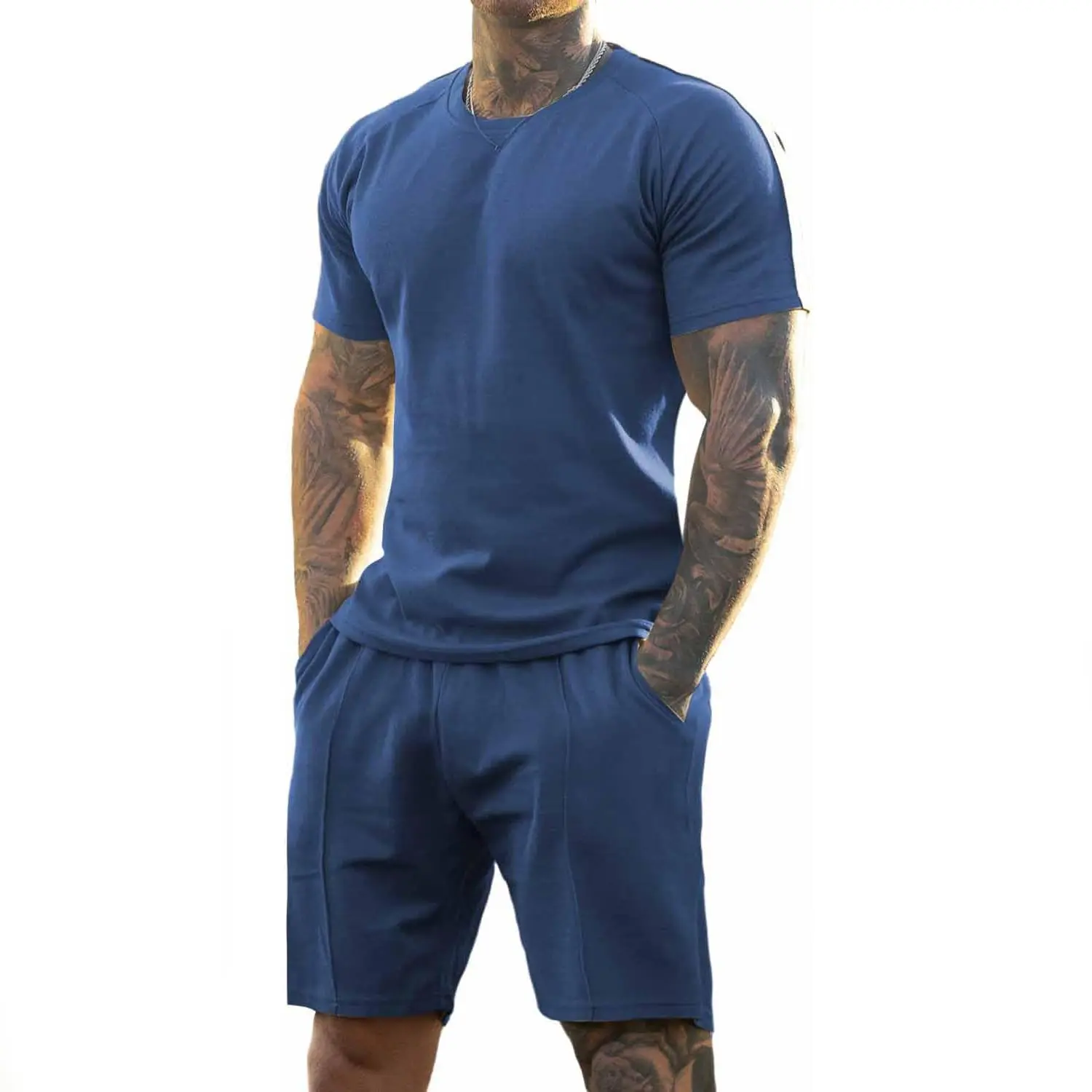 Mens Short Sets 2 Piece Outfits Fashion Summer Tracksuits Casual Set