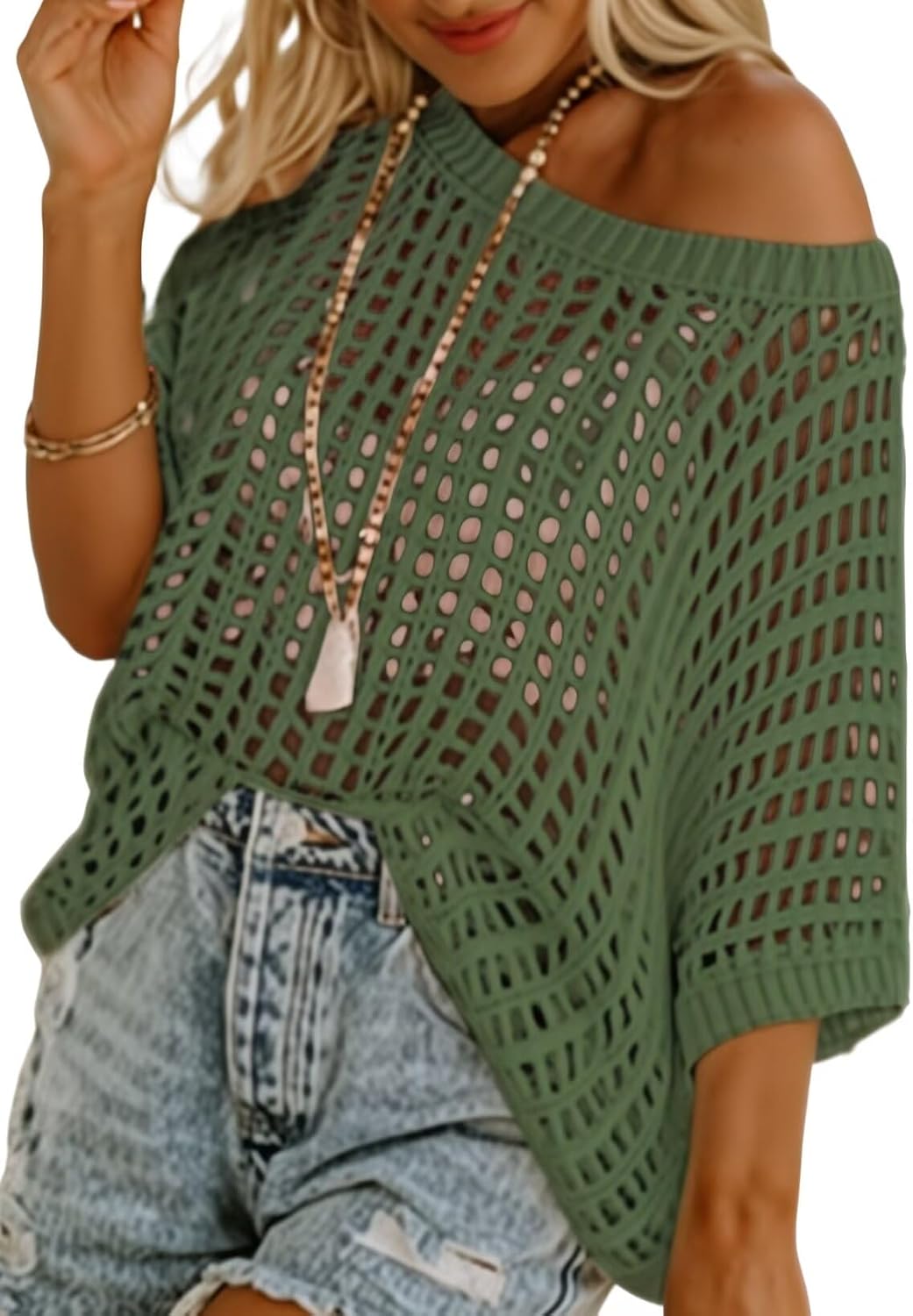 Women's Summer Crew-Neck Short-Sleeve Knit Top