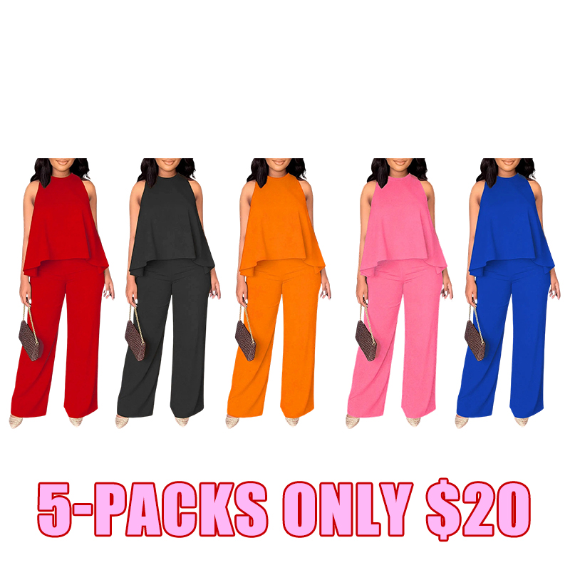 Summer Sleeveless Capri Top & Wide-Leg Pant Set