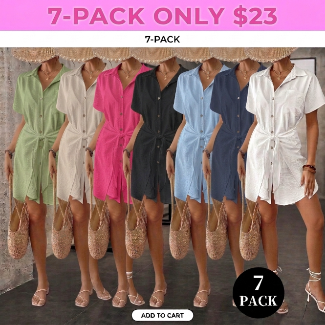🌴 Women's Short Sleeve Tie Front Swimsuit Cover Up
