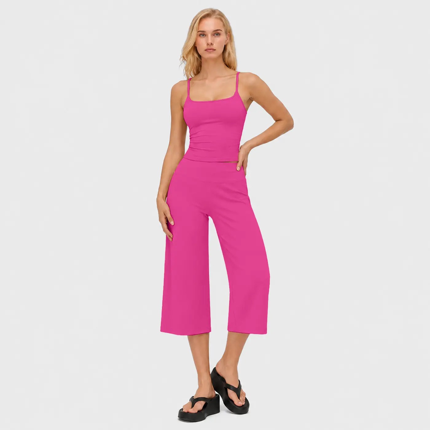 Women's 2-Piece Athleisure Workout Set – Slimming Camisole Tank & High Waisted Quick-Dry Shorts