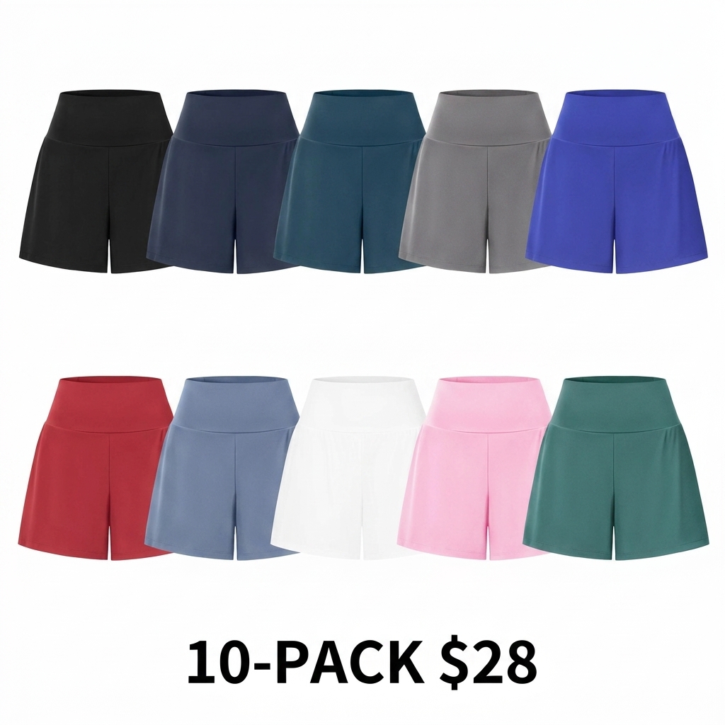 Women's 10-Piece Super High Waisted 2-in-1 Yoga Shorts Set – 5