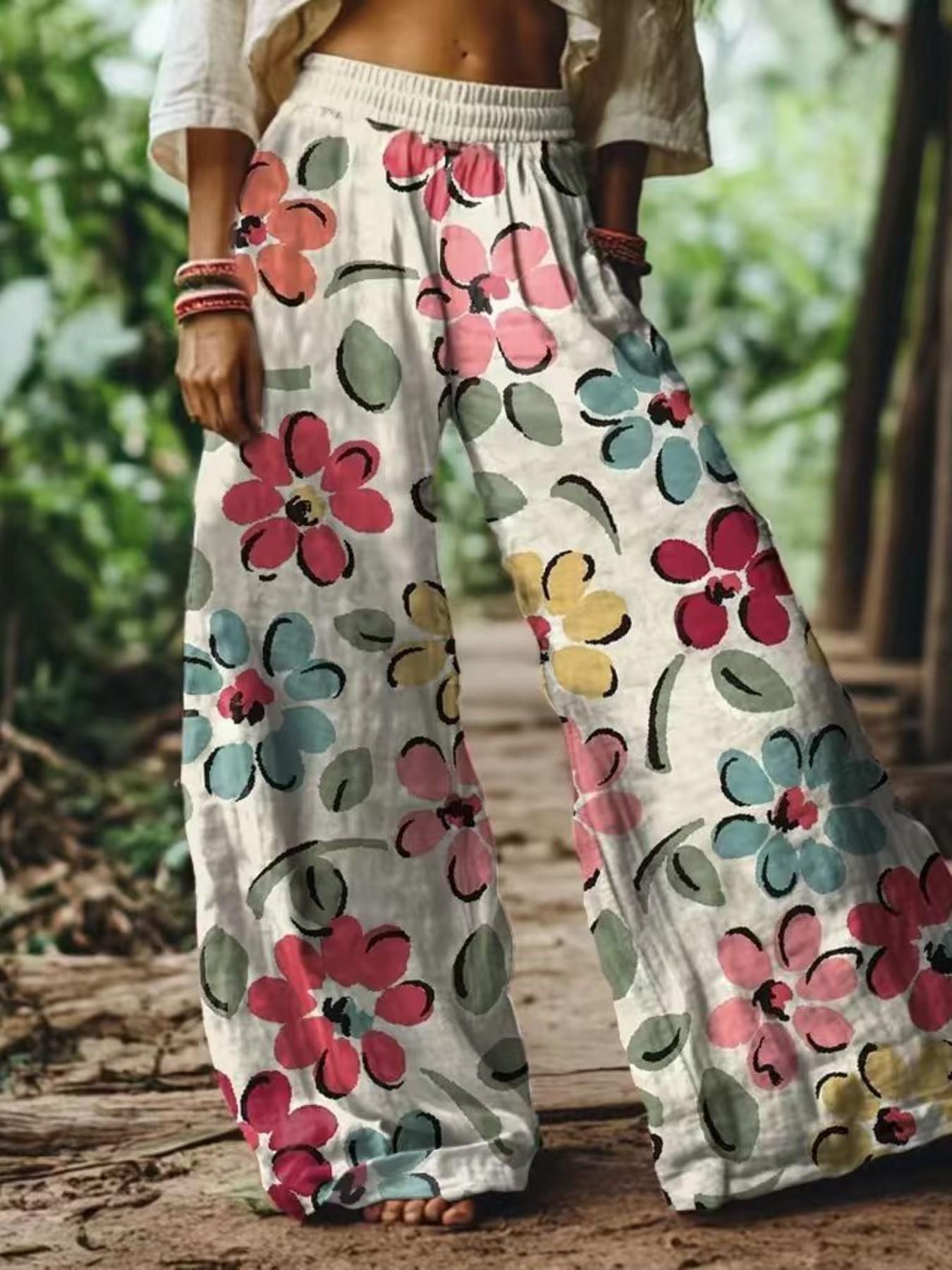 Women's Floral Casual Trousers — Comfortable, Breathable Fabric