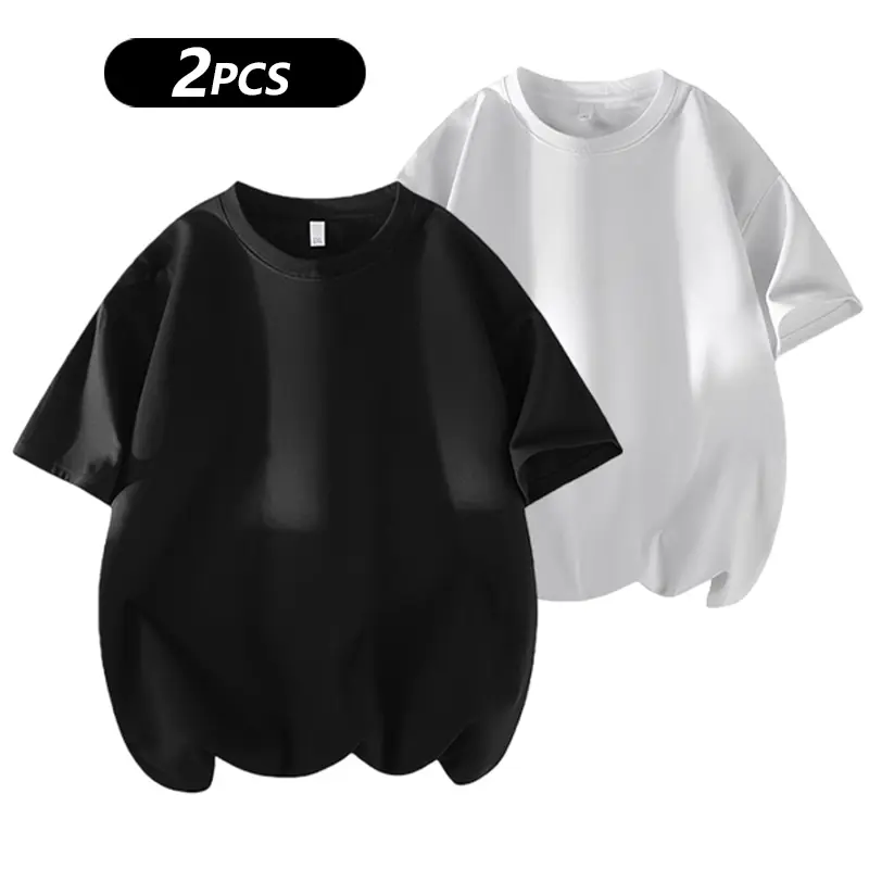 Men's 3PCS 100% cotton Crew Neck T-Shirts Set - Soft Loose Fit Navy Gray Black Tees for Casual Daily Wear