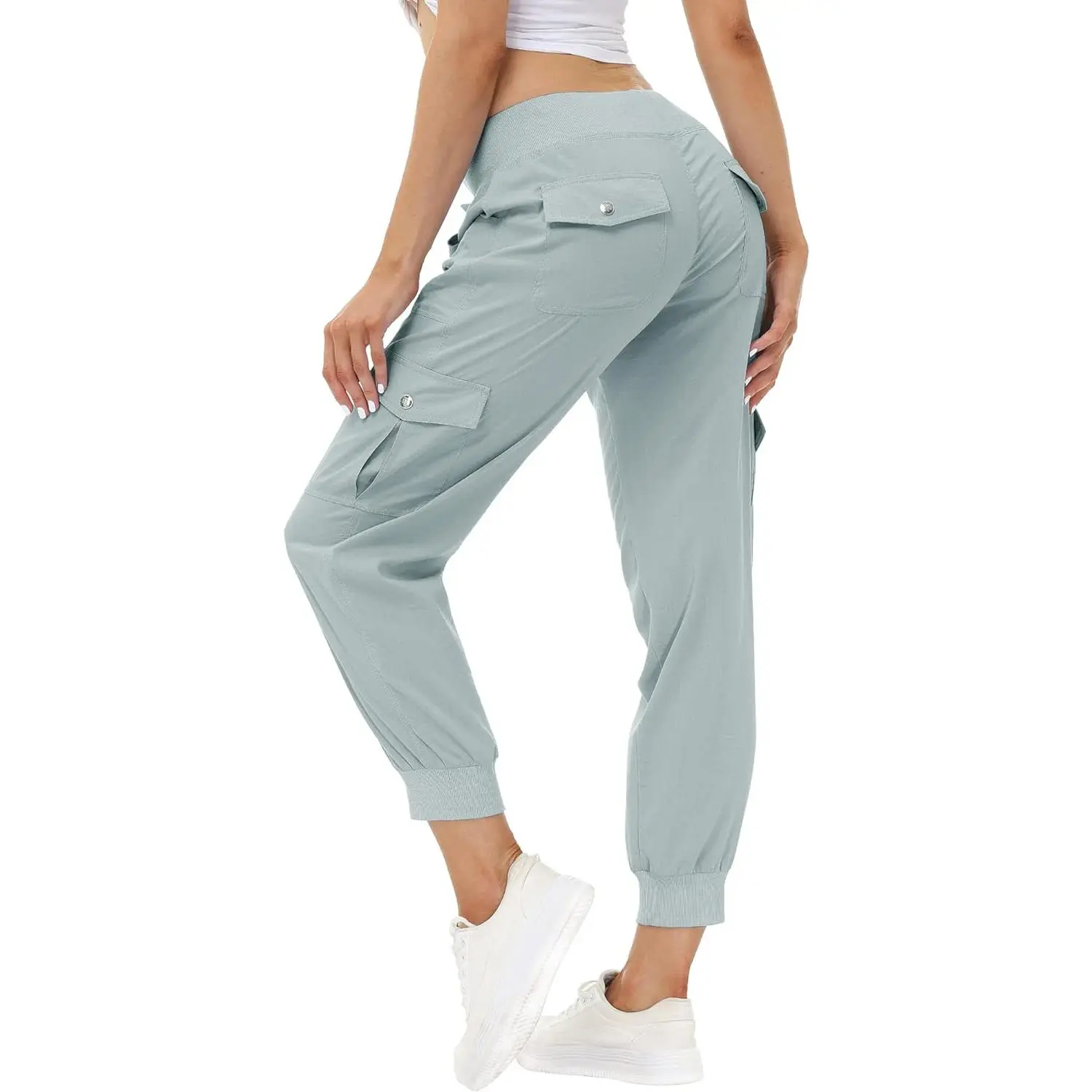 PLUS SIZE Lightweight Hiking Cargo Pants Outdoor Quick Dry Casual Travel Sweatpants Joggers Elastic Waist 6 Pockets