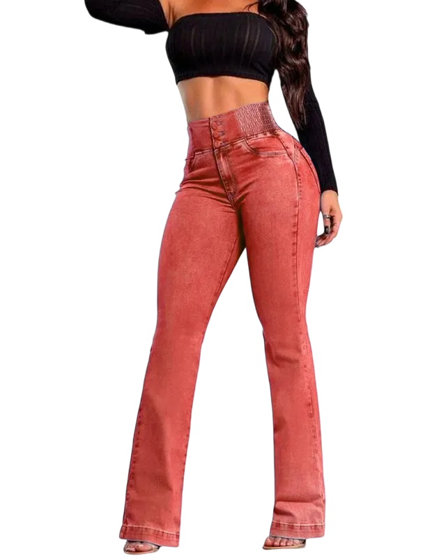 2025 Elastic Waist High Waist Stretch Tights Slightly Flared Hip Lift Denim