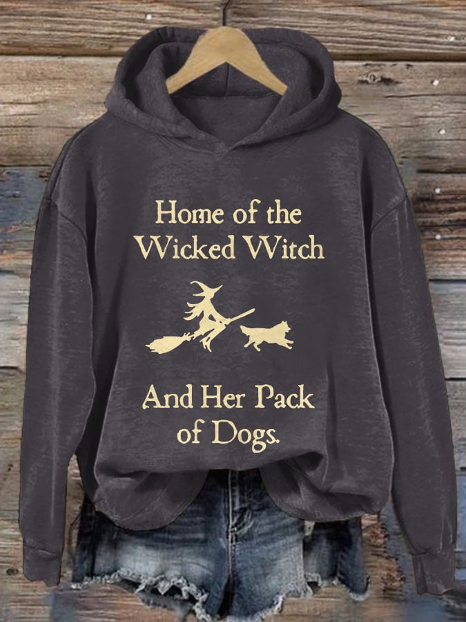 Retro Home Of The Wicked Witch And Her Pack Of Dogs Print Sweatshirt